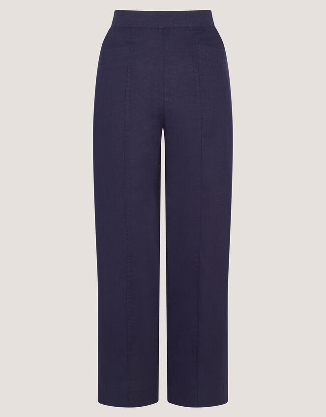 Lucy Short Straight Leg Linen Trousers Blue