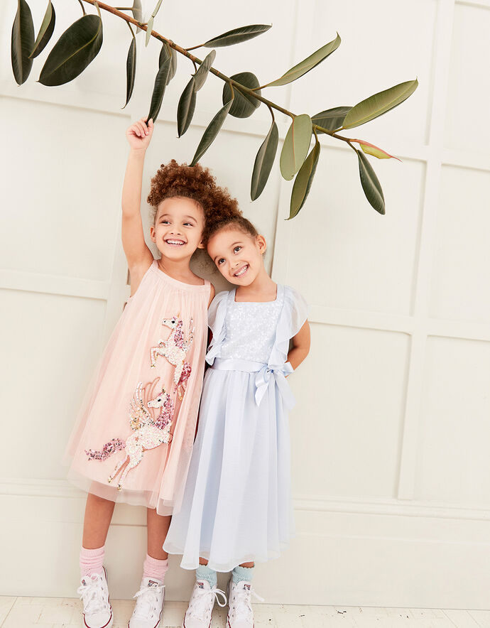 Rowanna Sequin Dress Blue Girls' Dresses Monsoon UK.