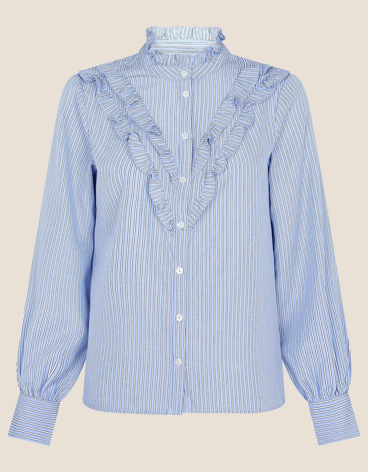 Stripe Frill Print Shirt in Recycled 