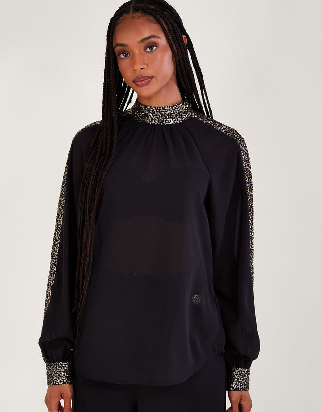 Black Sequin Blouse