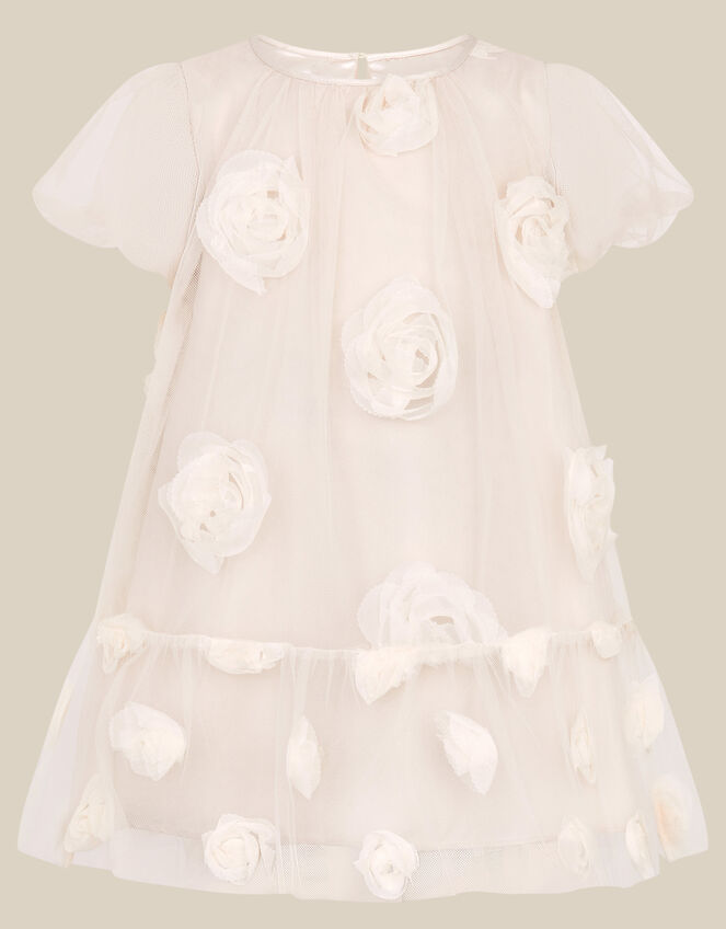Baby Lily Rose Appliqu&eacute; Party Dress, White (WARM IVORY), large