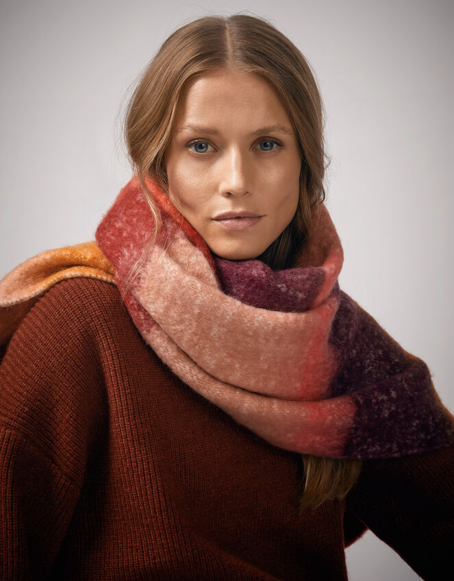 Iris Fluffy Stripe Scarf, , large