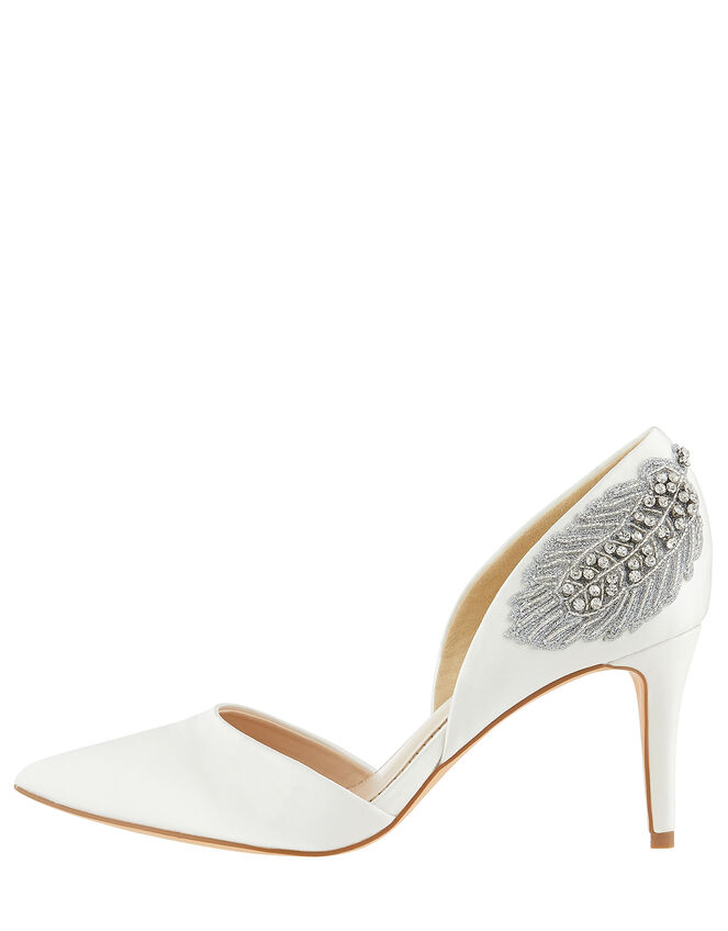 Flori Feather Embellished Point Bridal Heels, Ivory (IVORY), large