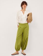 Effie Embroidered Harem Trousers, Green (GREEN), large