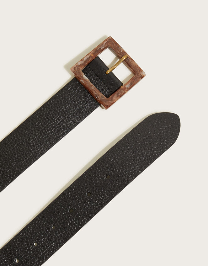 Tortoiseshell Buckle Leather Belt Black Accessories Monsoon UK.