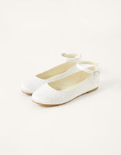 Embroidered Communion Ballerina Flats, White (WHITE), large
