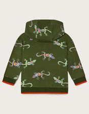Gecko Print Hoodie, Green (KHAKI), large