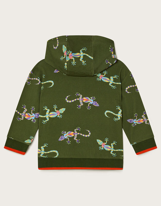 Gecko Print Hoodie, Green (KHAKI), large