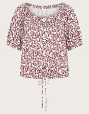 Natalia Print Jersey Top, Brown (BROWN), large