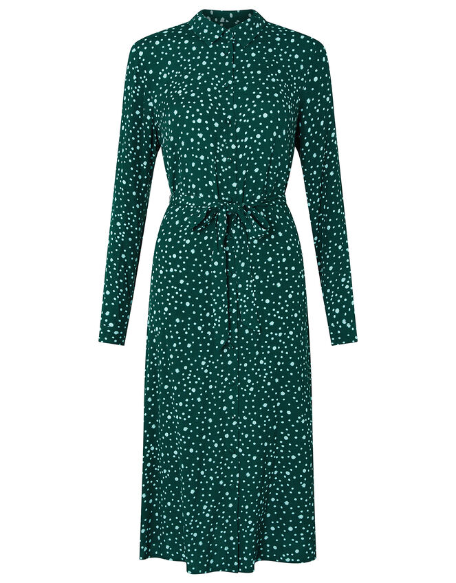 Sally Spotted Shirt Dress with Sustainable Viscose, Green (GREEN), large
