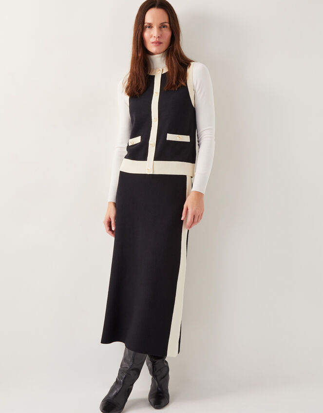 Sala Two Tone Knit Vest, Black (BLACK), large