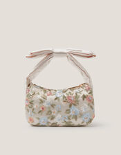 Floral Embroidered Bow Strap Bag, , large