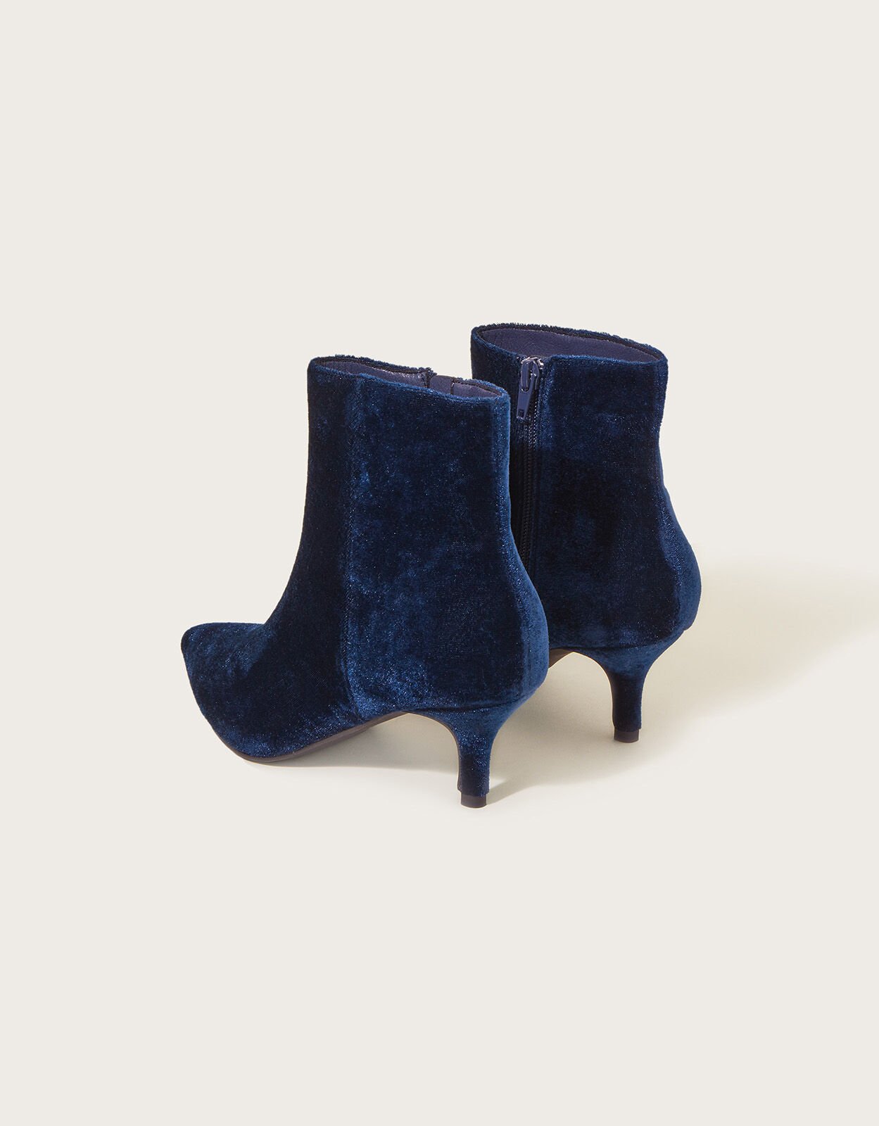 Navy blue kitten heel ankle boots sales