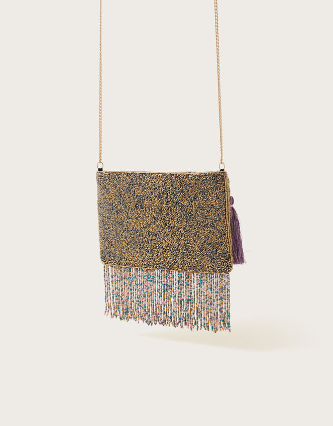 Fringe Hand-Beaded Bag, , large