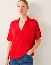 Cara Collar Jersey T-Shirt, Red (RED), large