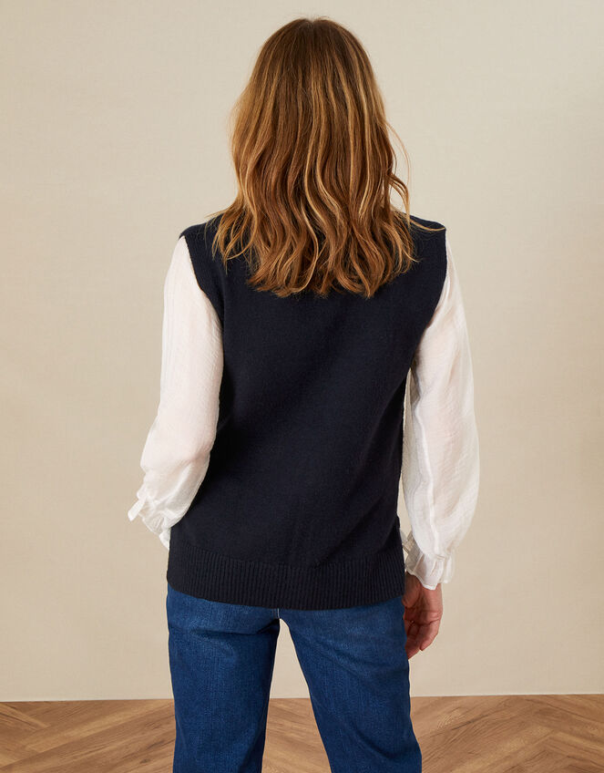 V-Neck Plain Tabard, Blue (NAVY), large