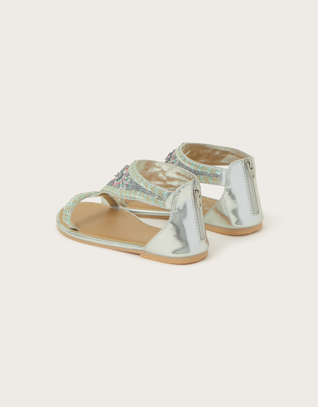 Silver cheap beaded sandals