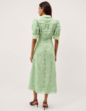 Bridget Puff Sleeve Lace Midi Dress, Green (MINT), large
