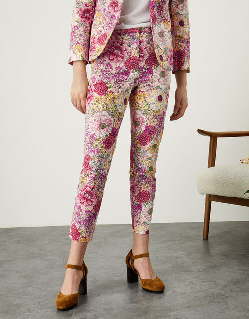 Wren Floral Print Trousers with Sustainable Cotton, Pink (PINK), large