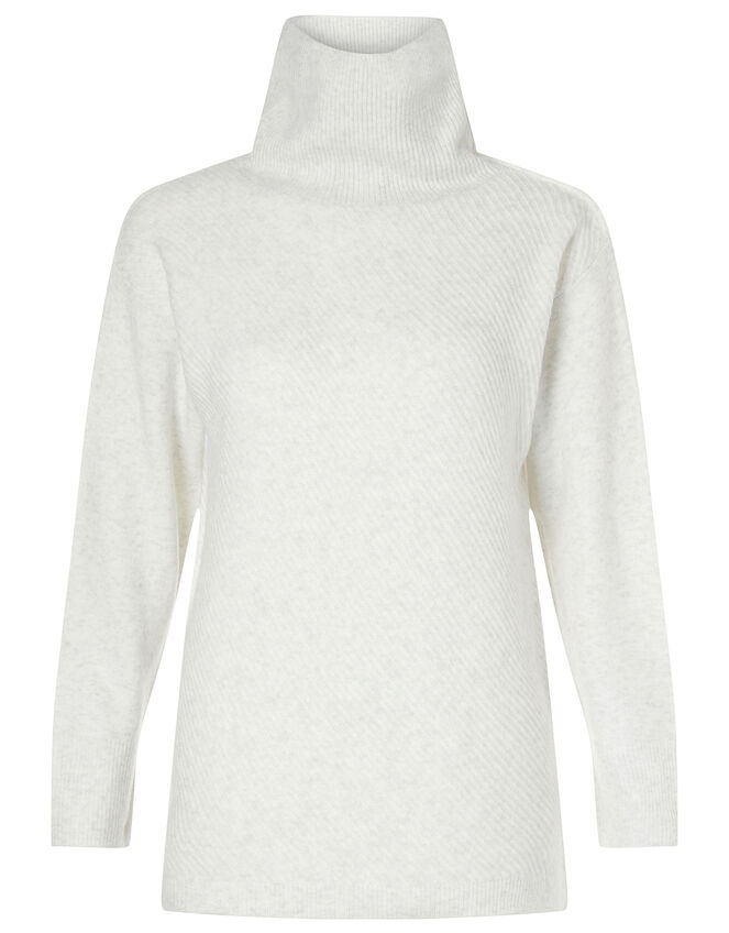 Zip Neck Knit Jumper, Grey (GREY), large