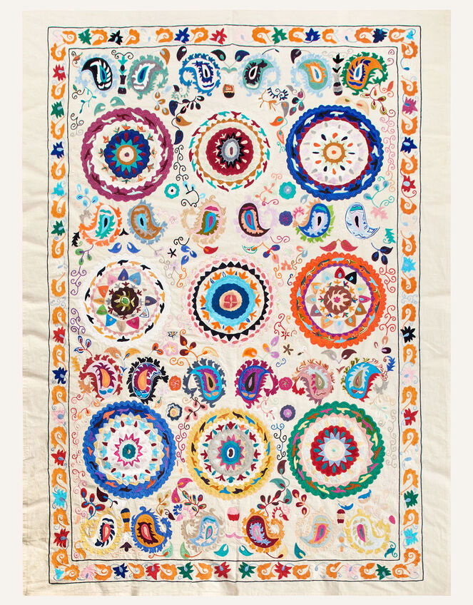 Hand-Embroidered Large Throw , , large