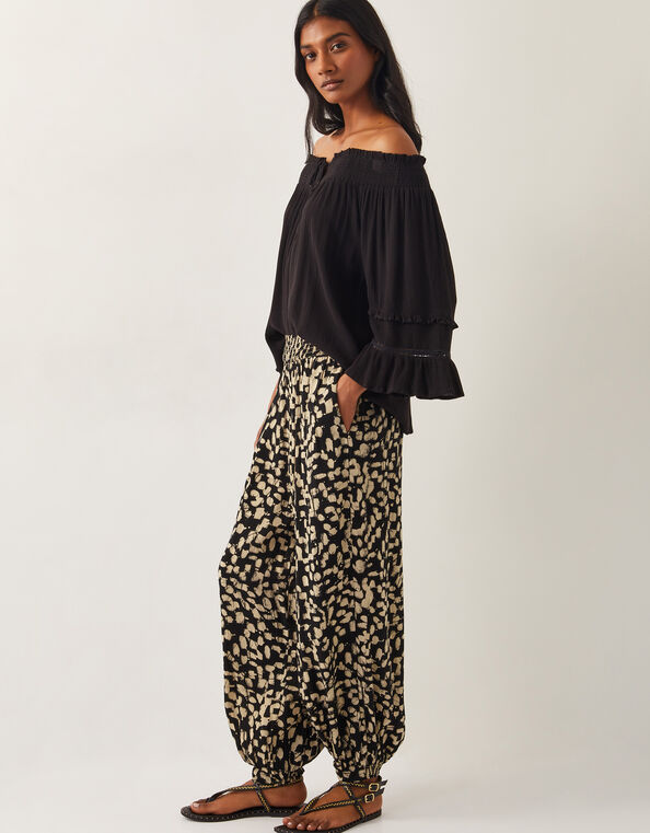 Ania Batik Print Trousers, Black (BLACK), large