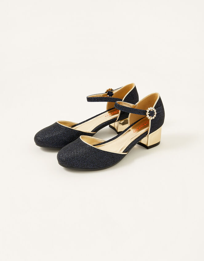 Shimmer Two-Part Heels, Blue (NAVY), large