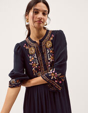 Lucie Floral Embroidered Midi Dress, Blue (NAVY), large