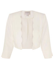 Samantha Scallop Trim Jacket, Ivory (IVORY), large