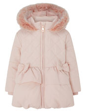Padded Bow Puffball Coat, Pink (PINK), large
