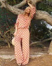 Chinti & Parker Sun Print Wide Leg Trousers, RED BRICK, large