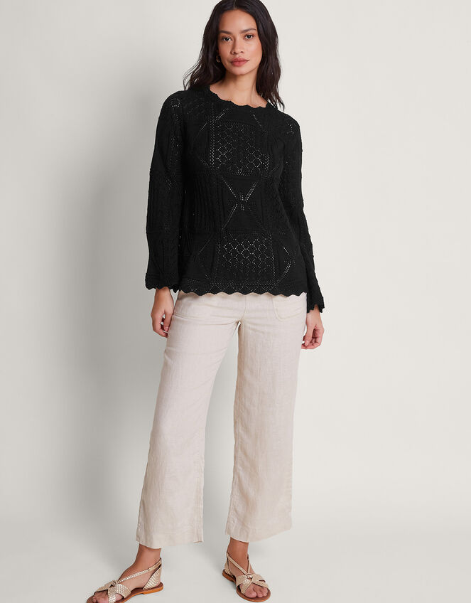 Pax Pointelle Jumper, Black (BLACK), large