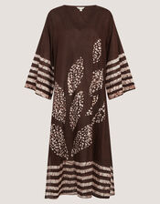 Aurora Printed Midi Beach Dress, Brown (BROWN), large