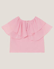 Paris Ruffle Chiffon Top, Pink (PINK), large