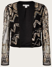 Finnley Embellished Jacket in Recycled Polyester, Black (BLACK), large