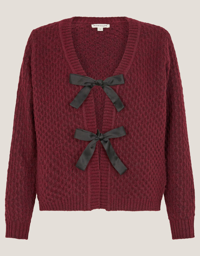 Tina Bow Tie Cardigan, Red (BERRY), large