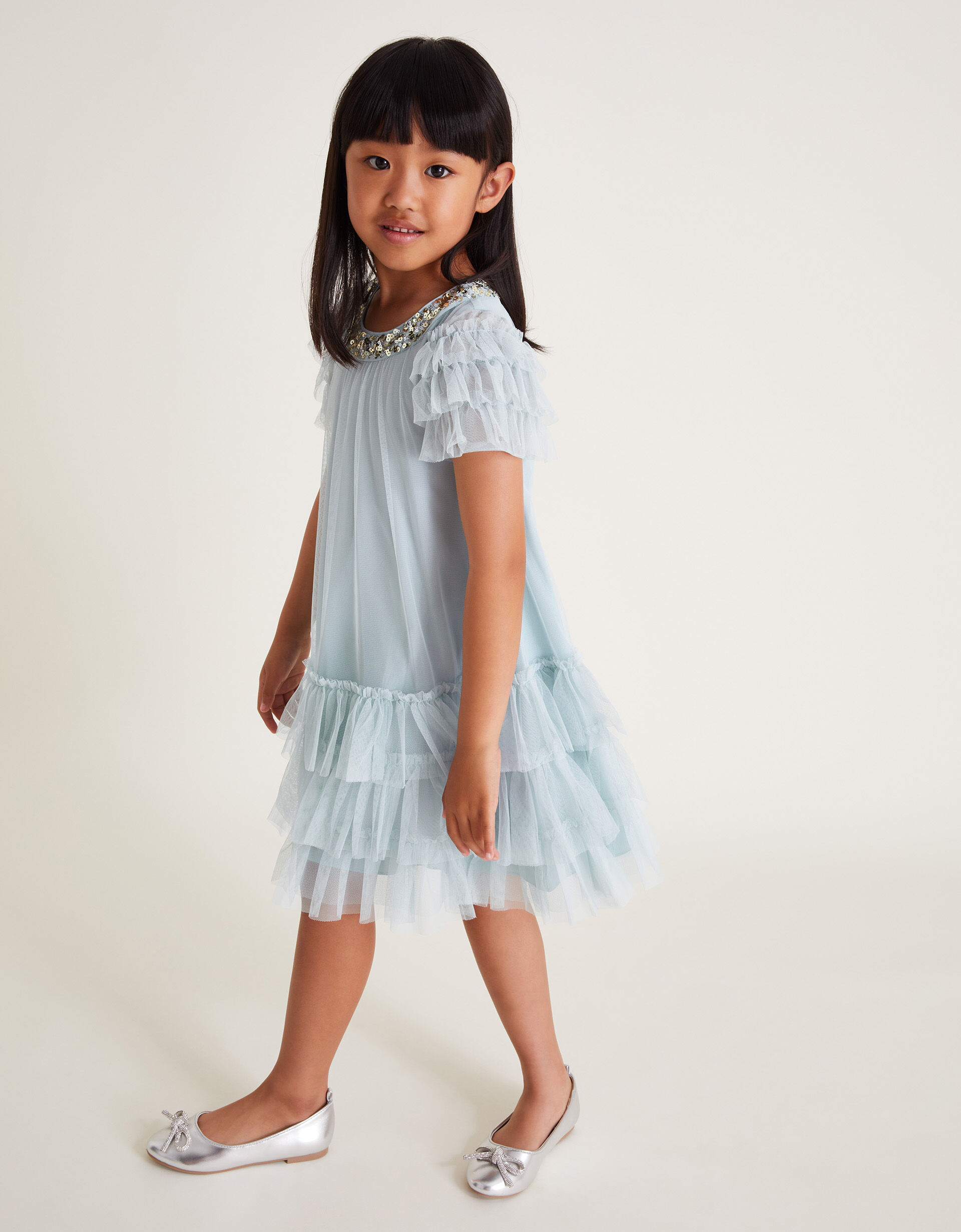 Alexandra Ruffle Swing Dress Blue