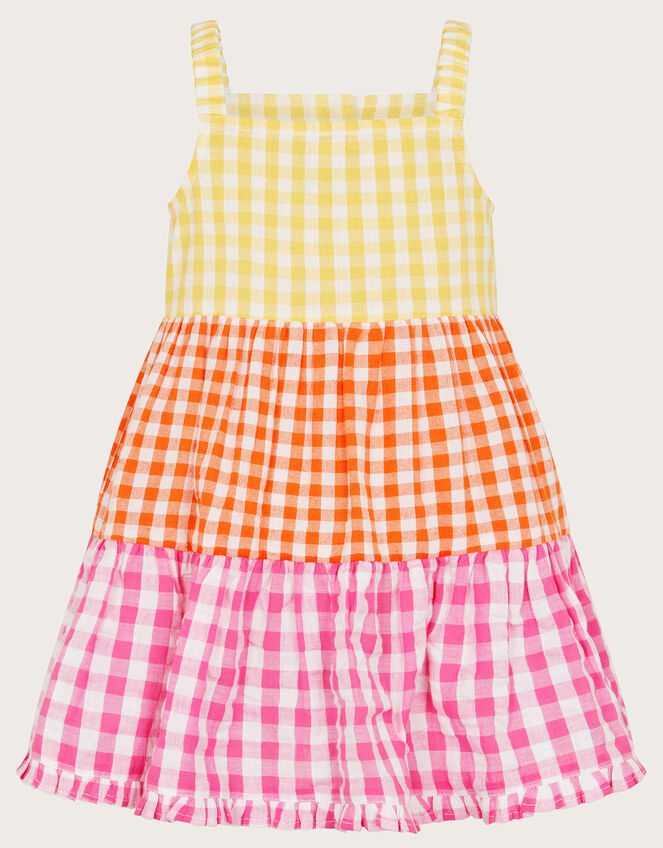 Baby Gingham Colour Block Dress, Multi (MULTI), large