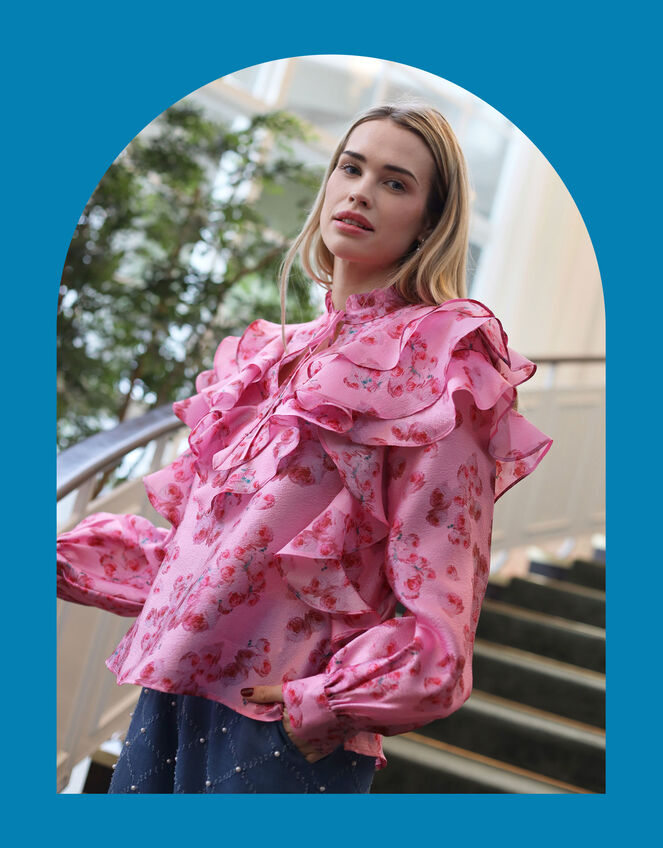 Crās Sylvia Rose Ruffle Blouse, Pink (PINK), large