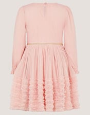 Sequin Floral Ruffle Disco Dress, Pink (PINK), large