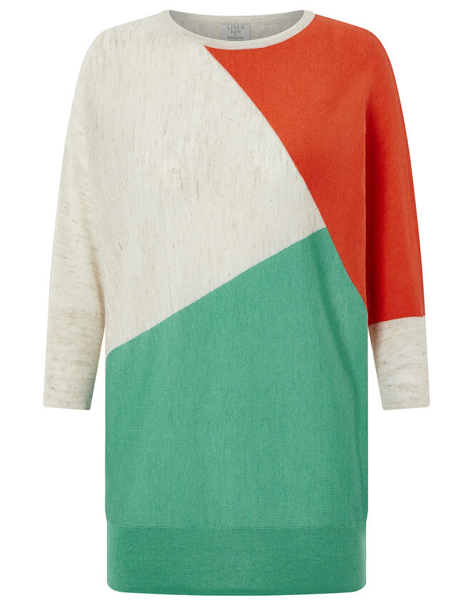 Cleo Colour-Block Jumper in Linen Blend, Multi (MULTI), large