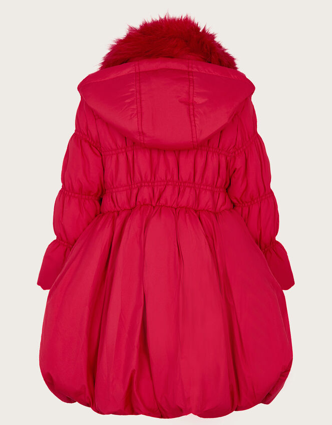 Shirred Puffball Padded Coat, Red (RED), large