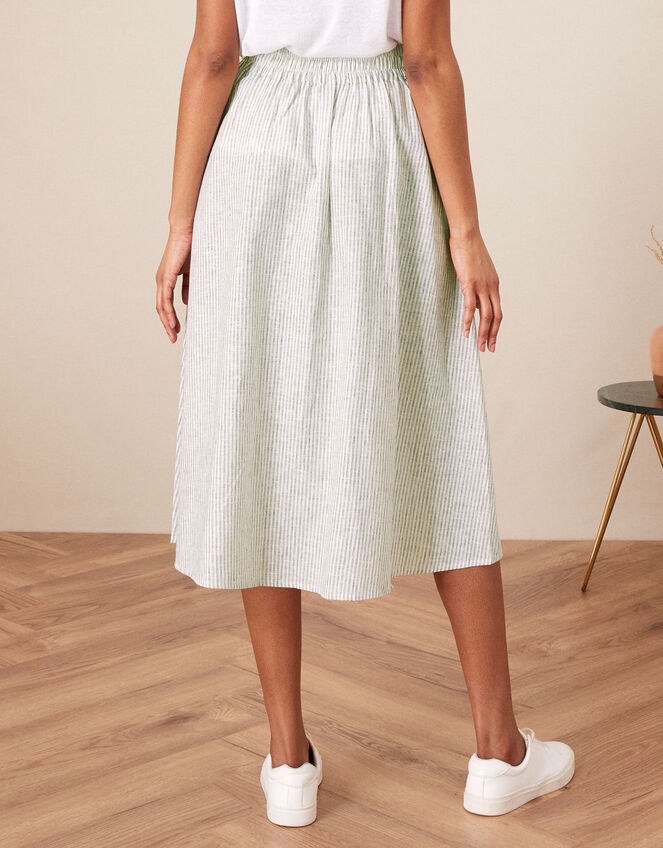 Fine Stripe Button Through Skirt, Ivory (IVORY), large