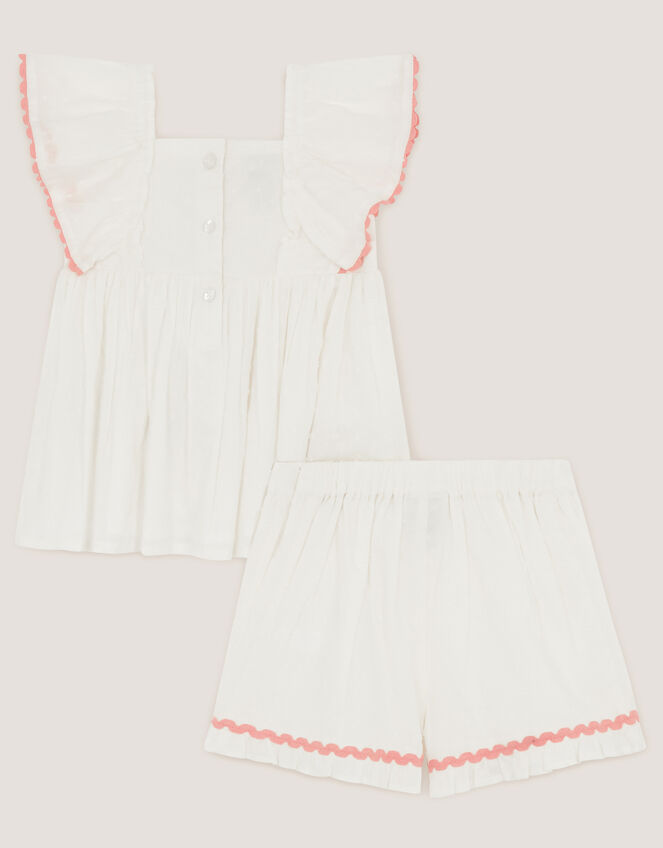 Baby Mermaid Embroidered Top & Shorts, Ivory (IVORY), large