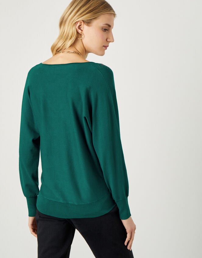 Heat-Seal Star V-Neck Jumper, Green (DARK GREEN), large