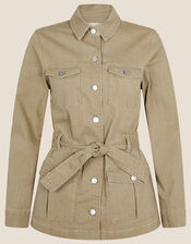 Clarissa Clay Dye Belted Jacket, Green (KHAKI), large