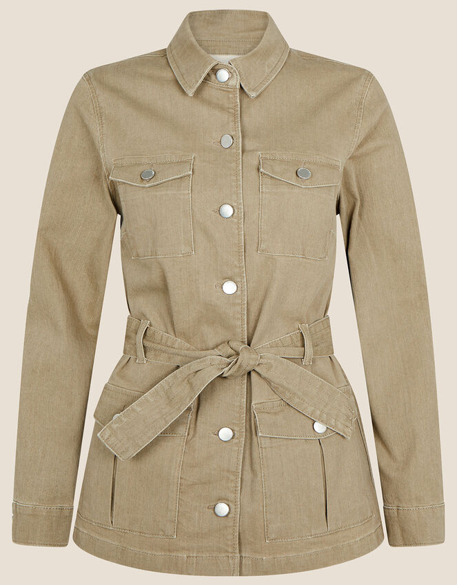 Clarissa Clay Dye Belted Jacket, Green (KHAKI), large
