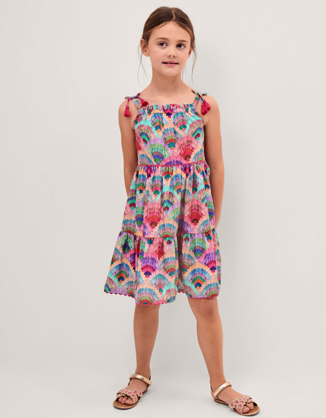 Rainbow Shell Tiered Dress, Multi (MULTI), large