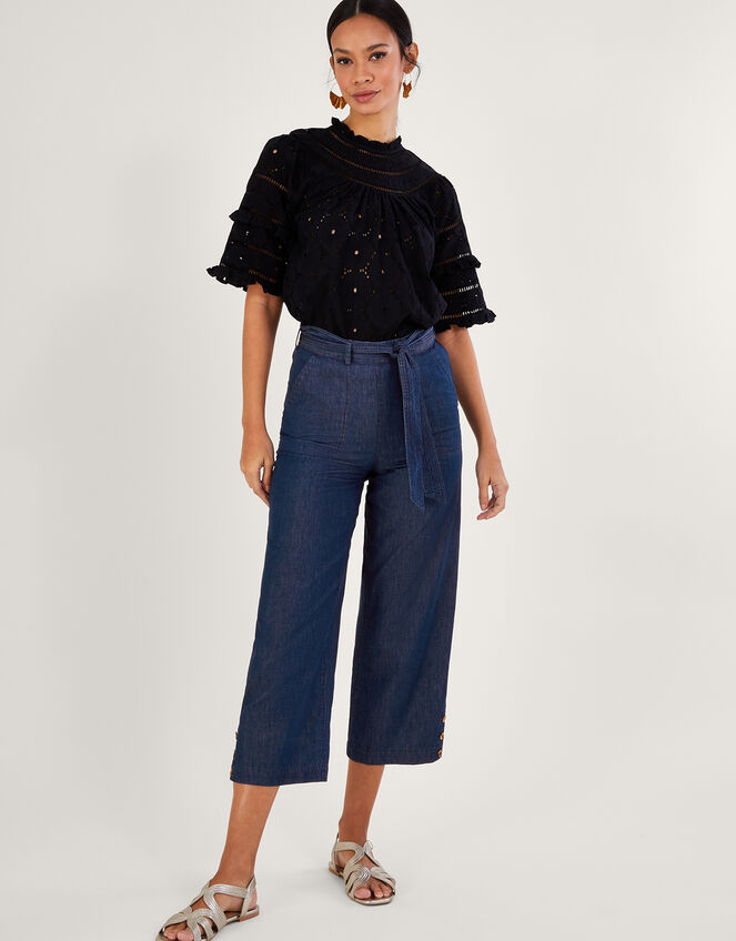 Denim Crop Trousers Blue | Trousers & Leggings | Monsoon UK.