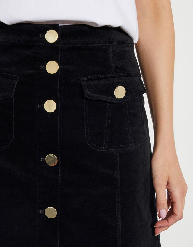 Oriana Button Mini Skirt, Black (BLACK), large